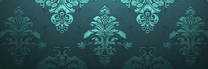 A sophisticated deep teal damask pattern perfect for creating a sense of depth and luxury in any space.