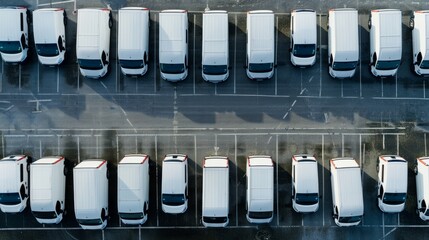 A commercial parking lot filled to capacity with numerous white cars, showcasing a busy fleet of vehicles