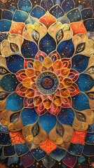 Vibrant flower mandala painting