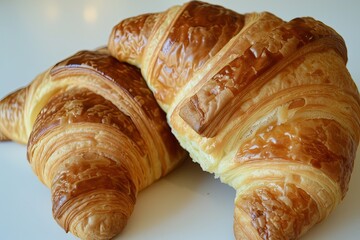 Freshly Baked Delights: Two Croissants Embracing the Morning Warmth