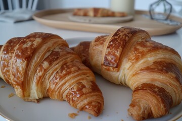 Freshly Baked Double Croissants: A Homemade Indulgence with a Crusty Edge