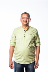 Portrait of cheerful indian asian mid age man looking at camera