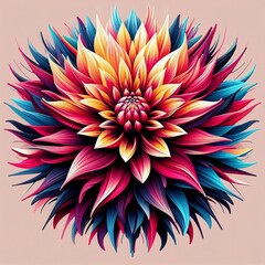 Close-up of Sacred Lotus Flower (Nelumbo nucifera) in colorful abstract WPAP art style. Vector illustration concept background with geometric lines and bright color mix,  for t-shirt designs