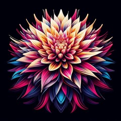 Close-up of Sacred Lotus Flower (Nelumbo nucifera) in colorful abstract WPAP art style. Vector illustration concept background with geometric lines and bright color mix
