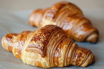 Golden Crusty Croissants: A Baking Art in Natural Light