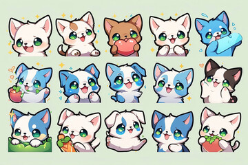 Sticker, white tender cute kitten.