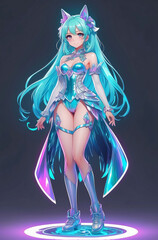 Fototapeta premium Anime girl with long hair in a swimsuit.