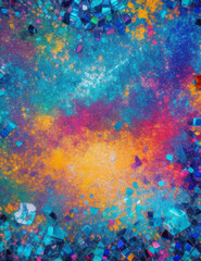 Abstract background. Pink, blue, orange colors. A scattering of pieces, fragments, tiles. Spots, splashes. For printing, banner, poster, advertisement, invitation.