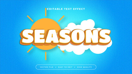 Blue white and orange seasons 3d editable text effect - font style