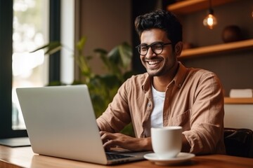 Working laptop computer glasses.