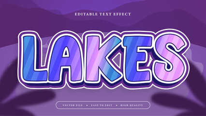 Blue white and purple violet lakes 3d editable text effect - font style