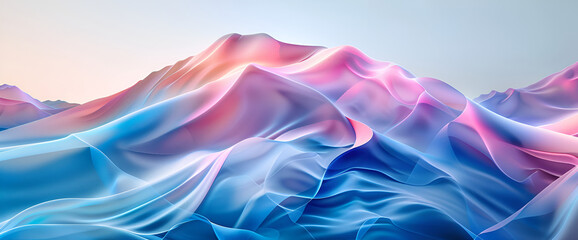 abstract background with smooth wavy lines in pink and blue colors,closeup of photo, beautiful color patterns, silk fabric on blue background, Abstract of wavy surface with dynamic particles 