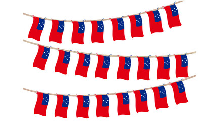 close up sanoa flag bunting to celebrate samoa independence day on isolated transparent background