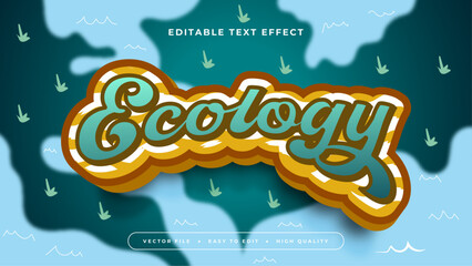 Green blue and brown ecology 3d editable text effect - font style