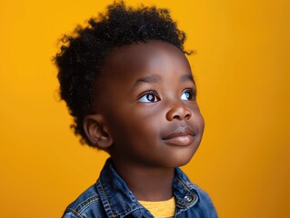African boy avatar photo with solid background
