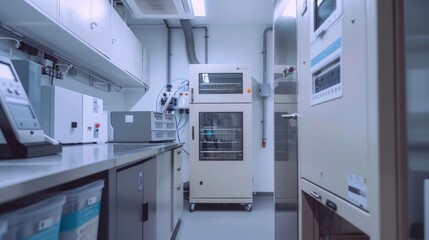 Subtle lighting over a precise temperature control unit in a laboratory setting, with neutral grays underscoring its hightech and accurate functionality