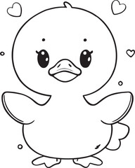 Naklejka premium A cute cartoon duck with a heart on its head