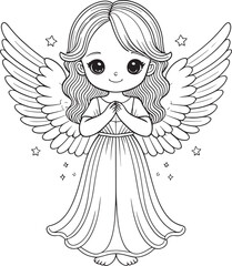 A cute little angel with wings and a dress