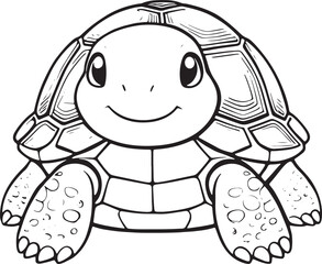 Cute cartoon character turtle, line drawings and colorful coloring pages.