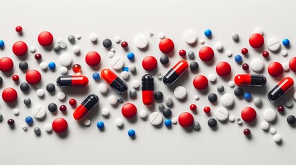 Array of Red, White, and Blue Pills. Generative AI