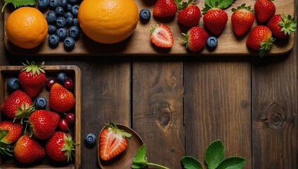 Top Down Shot of strawberries blueberries cherries