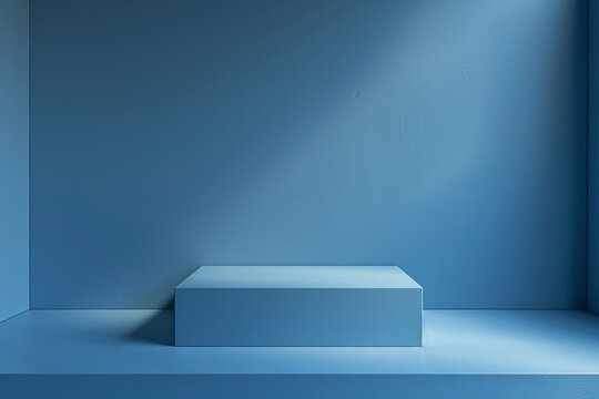 Podio para producto con luz azul.