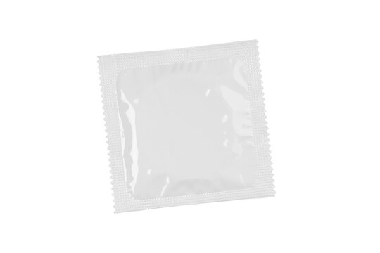 white condom wrapper cut out on transparent background
