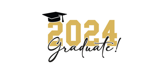 Class of 2024, word lettering script banner Congrats Graduation 