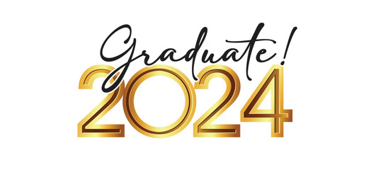 Class of 2024, word lettering script banner Congrats Graduation 