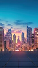 Y2k cityscape background architecture building illuminated.