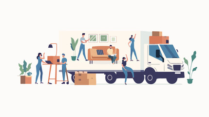 Vector illustration of a service for moving and trans - obrazy, fototapety, plakaty