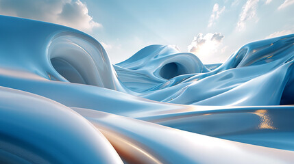 Smooth shapes merge, forming a serene backdrop.