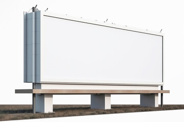 Obraz premium Empty layout advertising billboard on the city street, white background, isolate. AI generated.