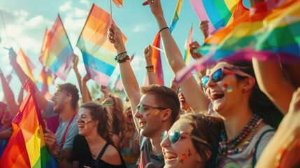 Fototapeta premium Enthusiastic crowd celebrating International Youth Day at a festival. International Youth Day
