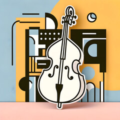 Violin Viola Cello Musical Instrumental Graphic Illustration Abstract Minimalism Clip art Logo Sign Icon