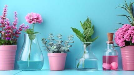 Group of Vases Filled With Different Types of Flowers. Generative AI