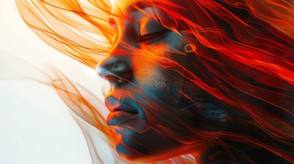 Illuminate the synergy between artistic innovation and technological advancements through unexpected camera angles Showcase the fusion of creativity and AI in a visually striking, abstract composition