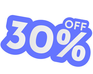 30% discount sale promotion
Stock vector image on white background
Blue color