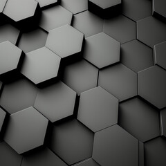 Abstract black hexagonal pattern, geometric surface, modern minimalistic background