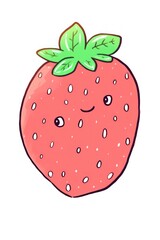 Obraz premium Doodle illustration strawberry cartoon fruit plant.