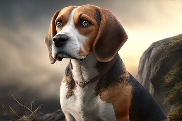 Beagle dog standing portrait