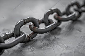 an elongated iron chain on a white background, generative ai