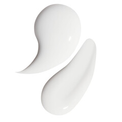 composition of smears of cosmetic white cream on an empty background