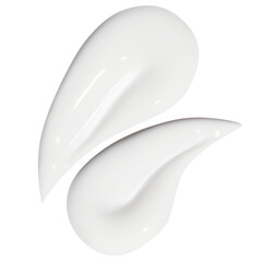 composition of smears of cosmetic white cream on an empty background
