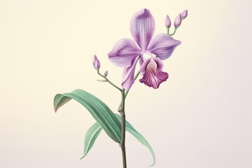 Obraz premium Vintage drawing purple orchid flower blossom sketch.