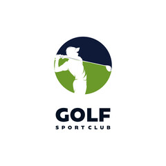 Golfer and golf ball logo graphic design