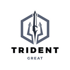 Trident Icon Logo Design Template