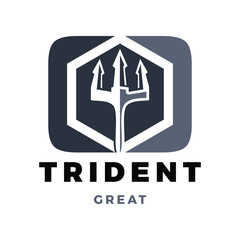 Trident Icon Logo Design Template