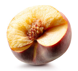 half of peach isolated on the white background. Clipping path