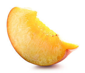 peach slice isolated on the white background. Clipping path